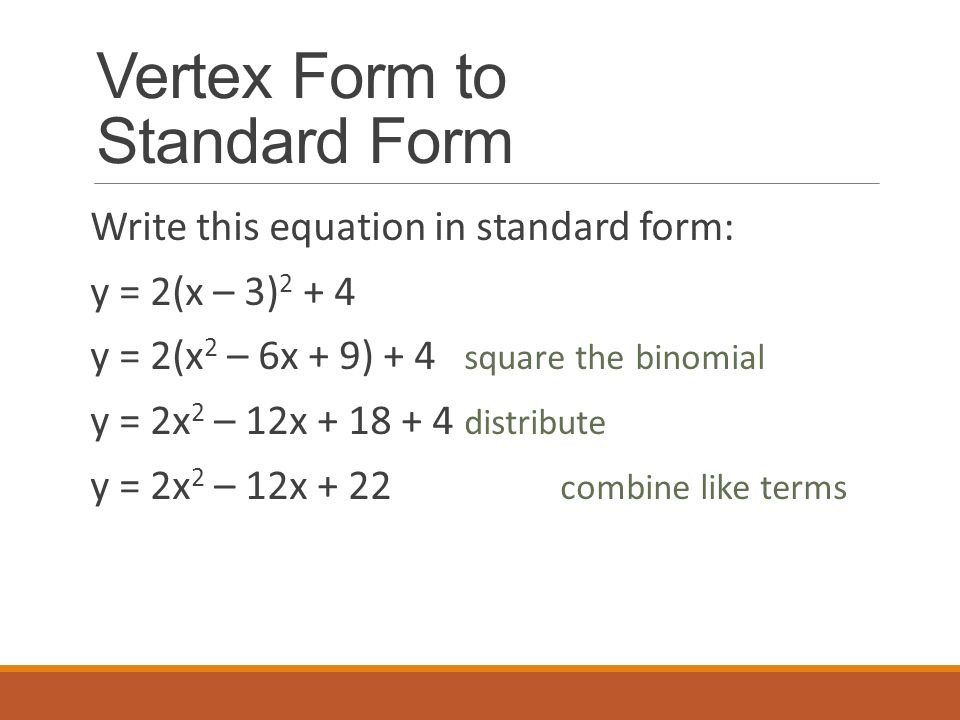 write an equation in vertex form
